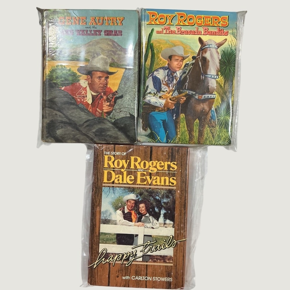 Lot of 3 Vintage Roy Rogers Gene Autry Hardcover Books Whitman Happy Trails